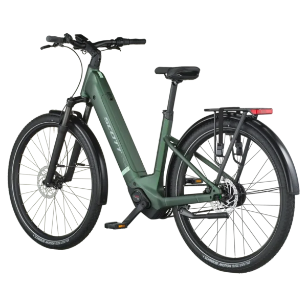 Escape the traffic jams and enjoy easy riding through town with the Sub Tour 10 Wave E-Bike. The step-through design makes it easy to get onboard, and it's a frame design that anyone in the family can enjoy. The power that makes Sub Tour 10 a go-to urban E-Bike comes from Bosch’s quiet Performance PX motor and 800Wh battery. When you get going, accelerations are smooth. When you reach an incline, Sub Tour digs deep so you don’t have to. And when you’re navigating the route, handling and power delivery feel natural, just like a traditional bike. There’s no situation Sub Tour can’t handle, whether it’s a commute to work, a big day running errands, or skipping town for a lazy weekend afternoon under the sun. Its rear rack can also carry up to 25kg—including an optional kids’ seat. This Sub Tour uses a hidden gear cluster in the rear hub, which extends the lifespan of the drivetrain and means less maintenance for you as well. And out front, a suspension fork makes rough roads a piece of cake.
