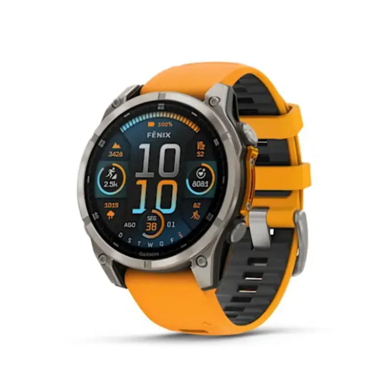 Fēnix® 8 – 47 mm, AMOLED - Sapphire, Titânio com bracelete laranja/grafite em silicone